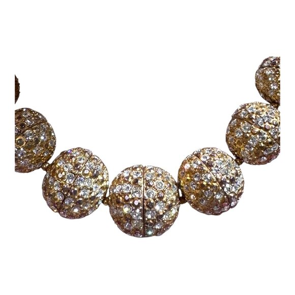 Vintage Scaasi Gold-Tone Demi Parure Runway Rhinestone Beaded Statement Necklace - Picture 3 of 8